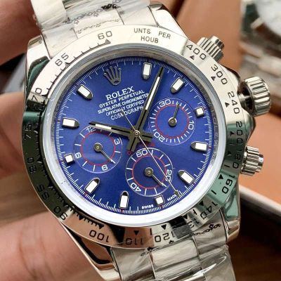 Rolex Daytona 904L Steel 40mm Six Hands Chronograph Oyster Band Light blue/Grey/Blue/Black Face Watch